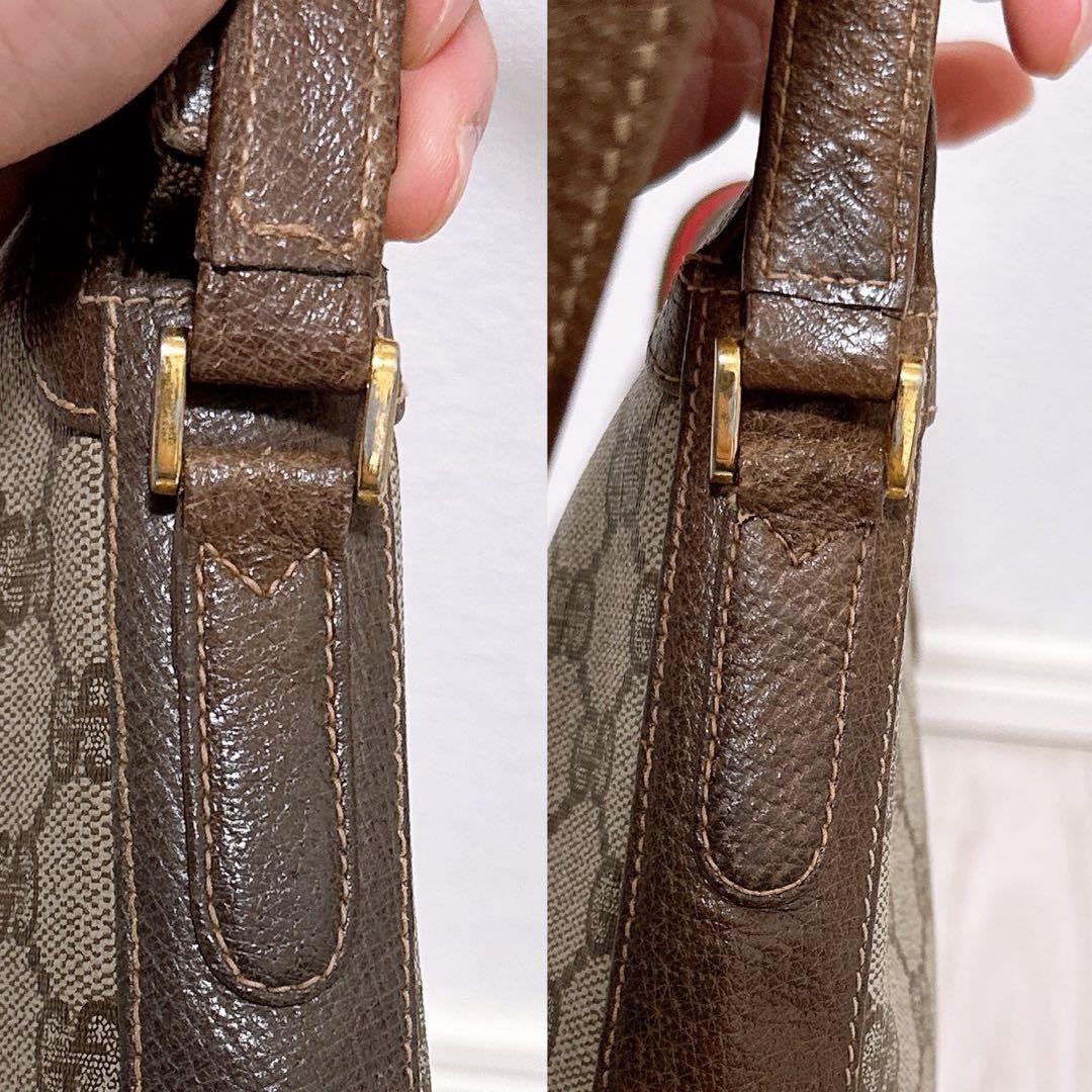 GUCCI PVC Shoulder Bag Sherry Line 20x24x2in,21in strap Good Condition