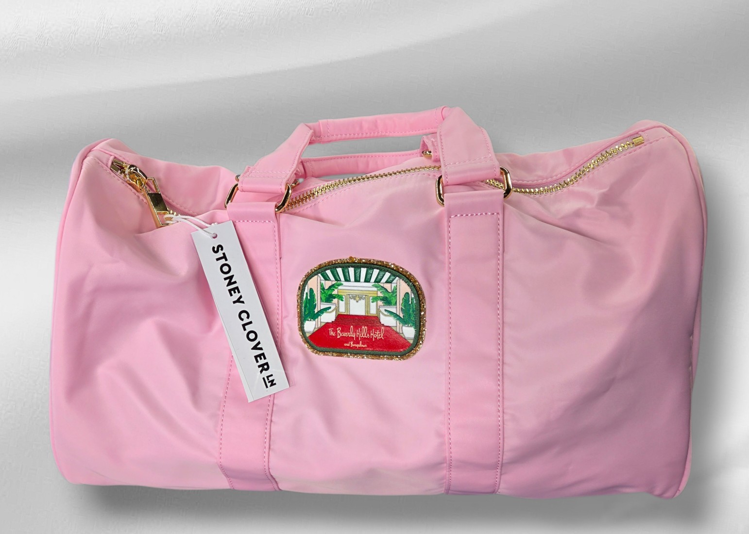 NWT The Beverly Hills Hotel & Bungalows Flamingo Pink Stoney Clover Duffle Bag