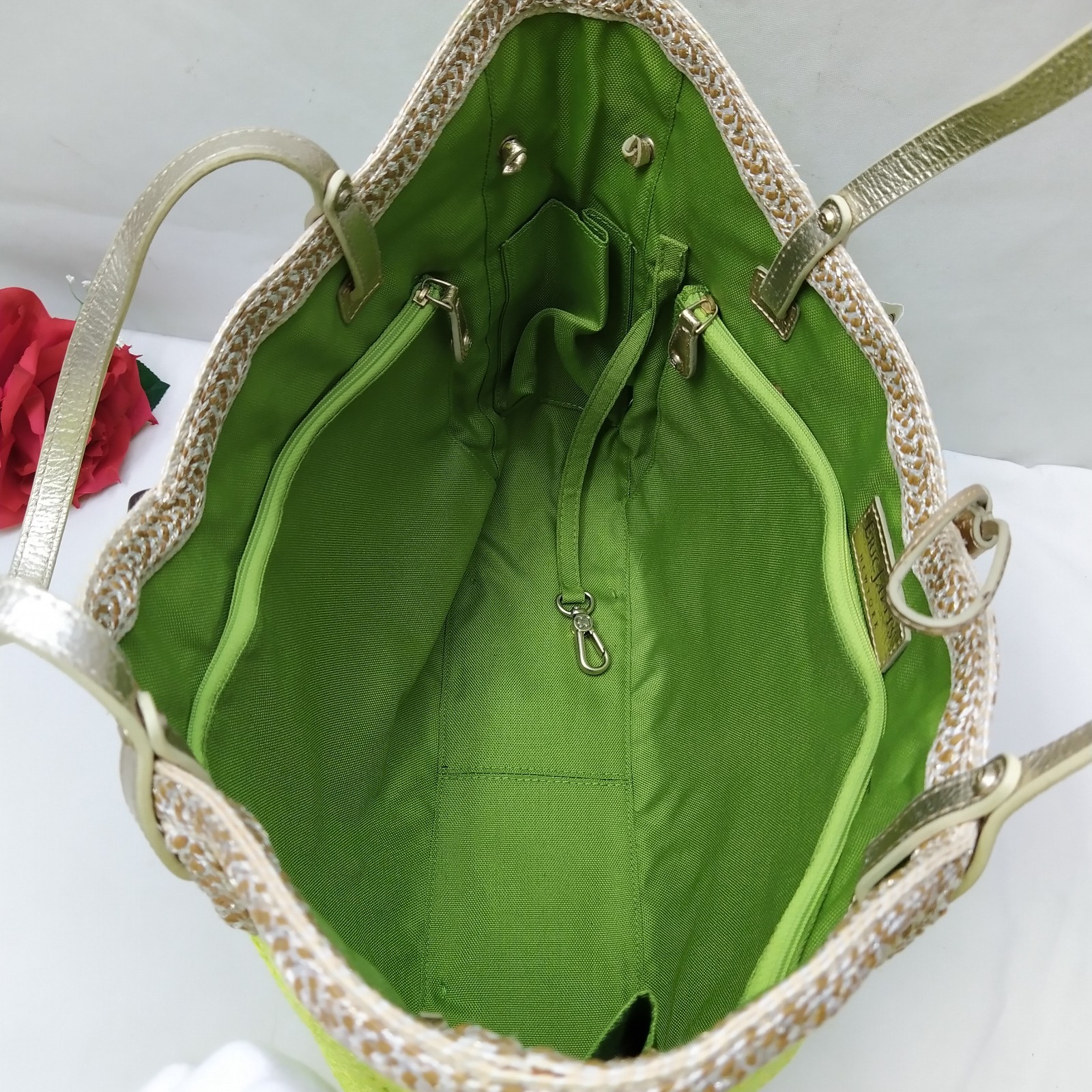 Eric Javits Luxury Watuti Chartreuse Green Straw Shoulder Bag – NWT $475