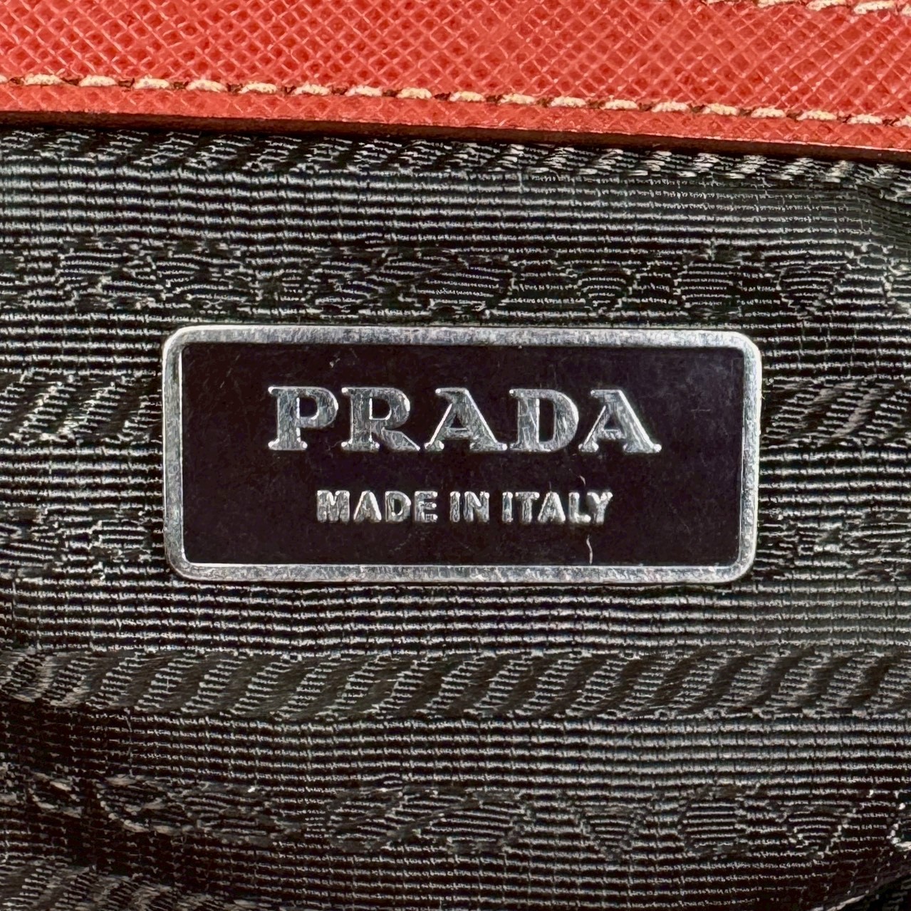 Prada Saffiano Briefcase Business Bag Leather Terracotta Orange Brown Authentic