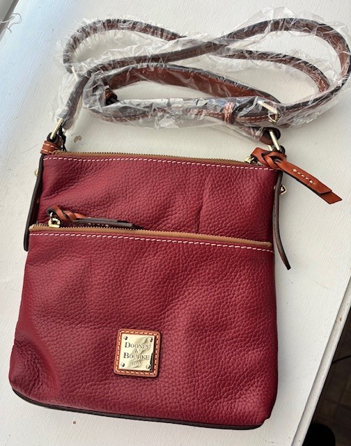 Dooney & Bourke Crossbody Red Cranberry Letter Carrier Purse New w/Tags dust bag