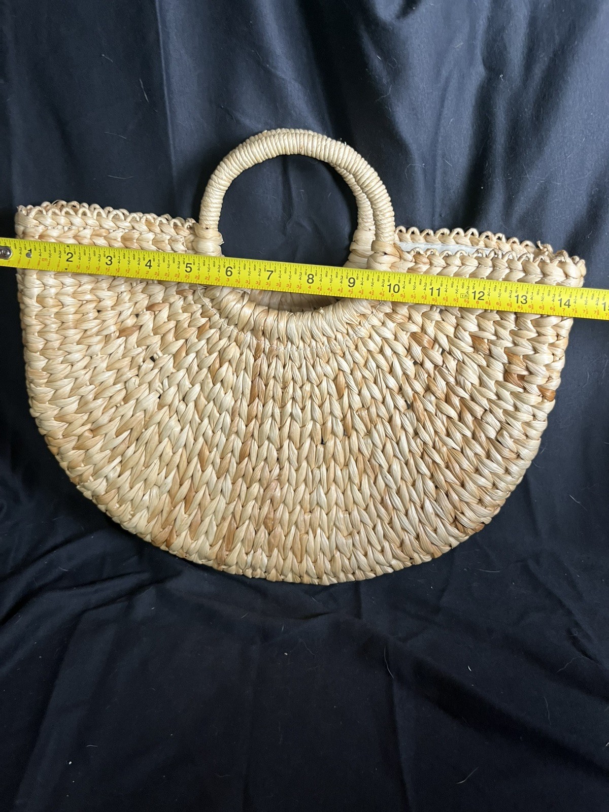 Xhilaration Brown Handbag Purse Half Circle 100% Corn Husk Lined Beach Summer