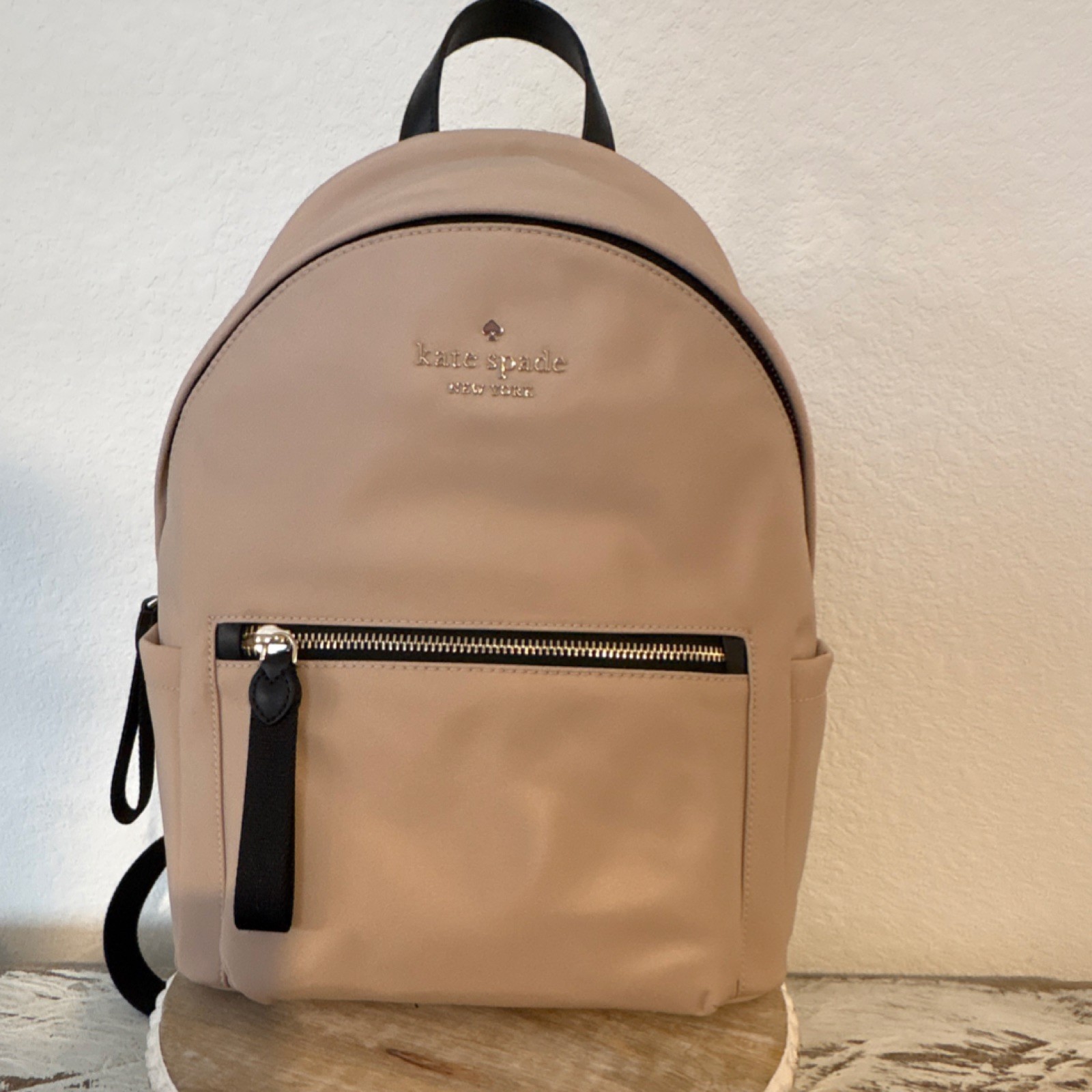 kate spade new york Beige Backpack Women’s Classic Designer Bag with Zipper