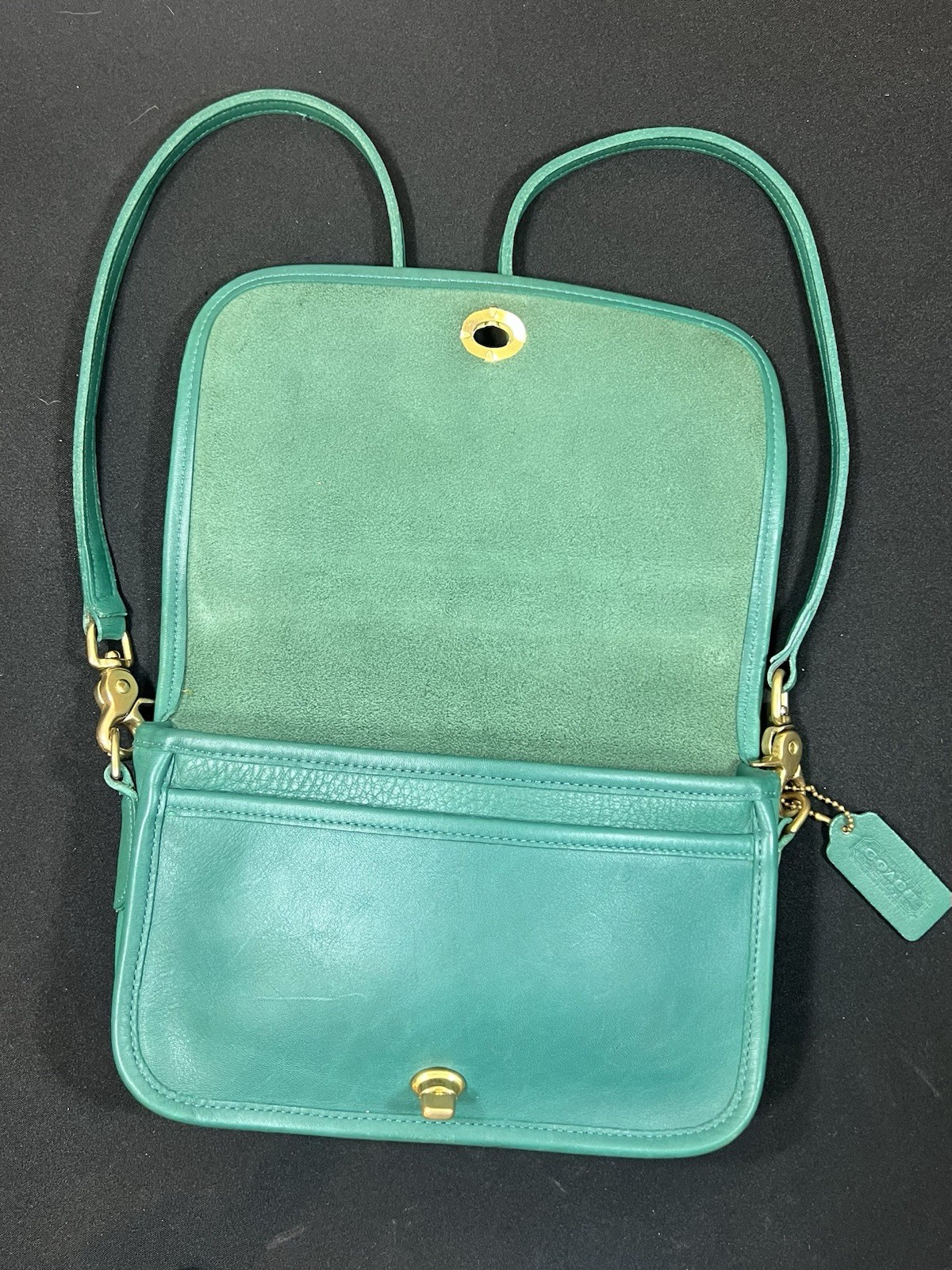 Vintage COACH 9755 Pocket Purse JADE GREEN! NICE COND!
