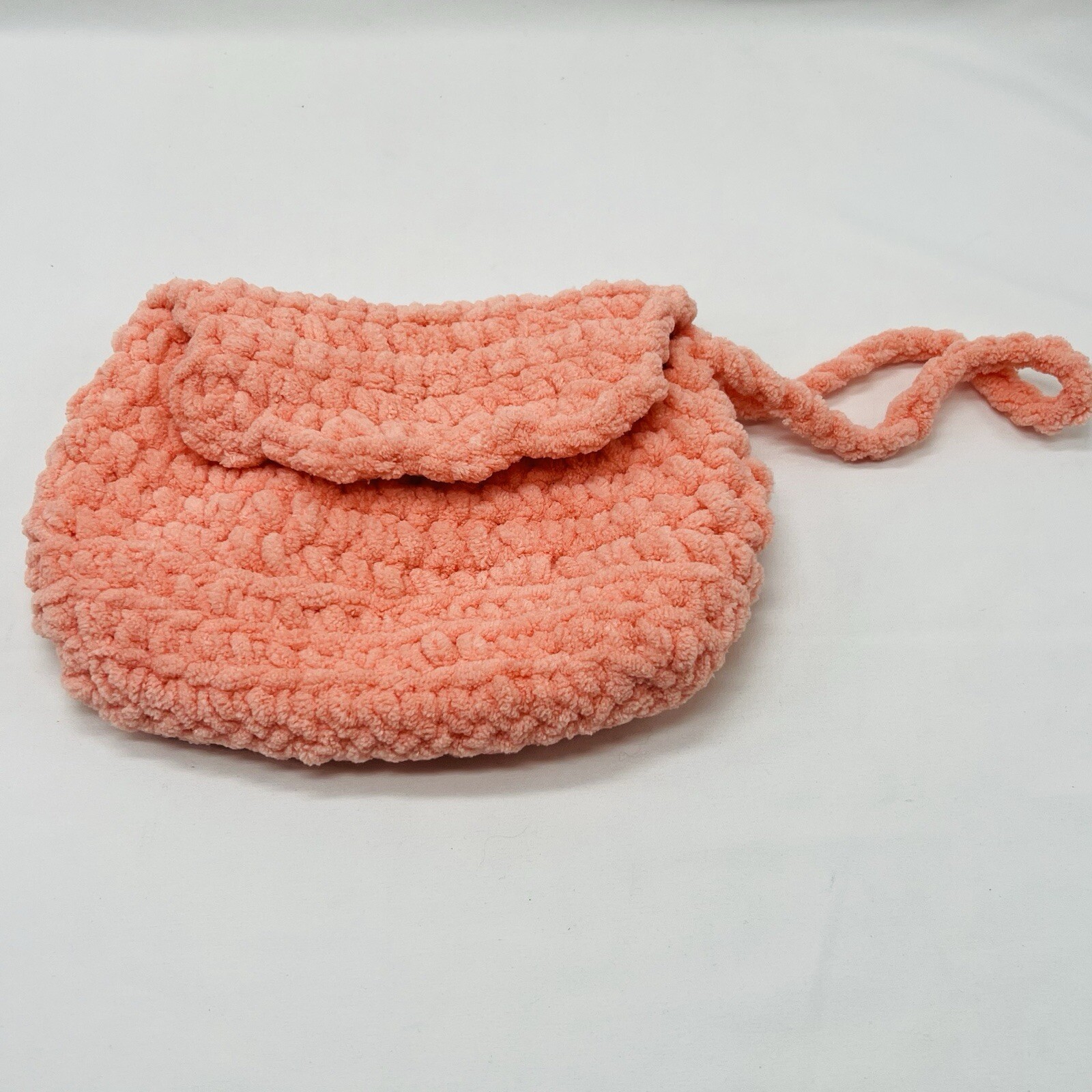 Handmade Crochet Clutch Purse Coral with Strap and Magnetic Button Closure