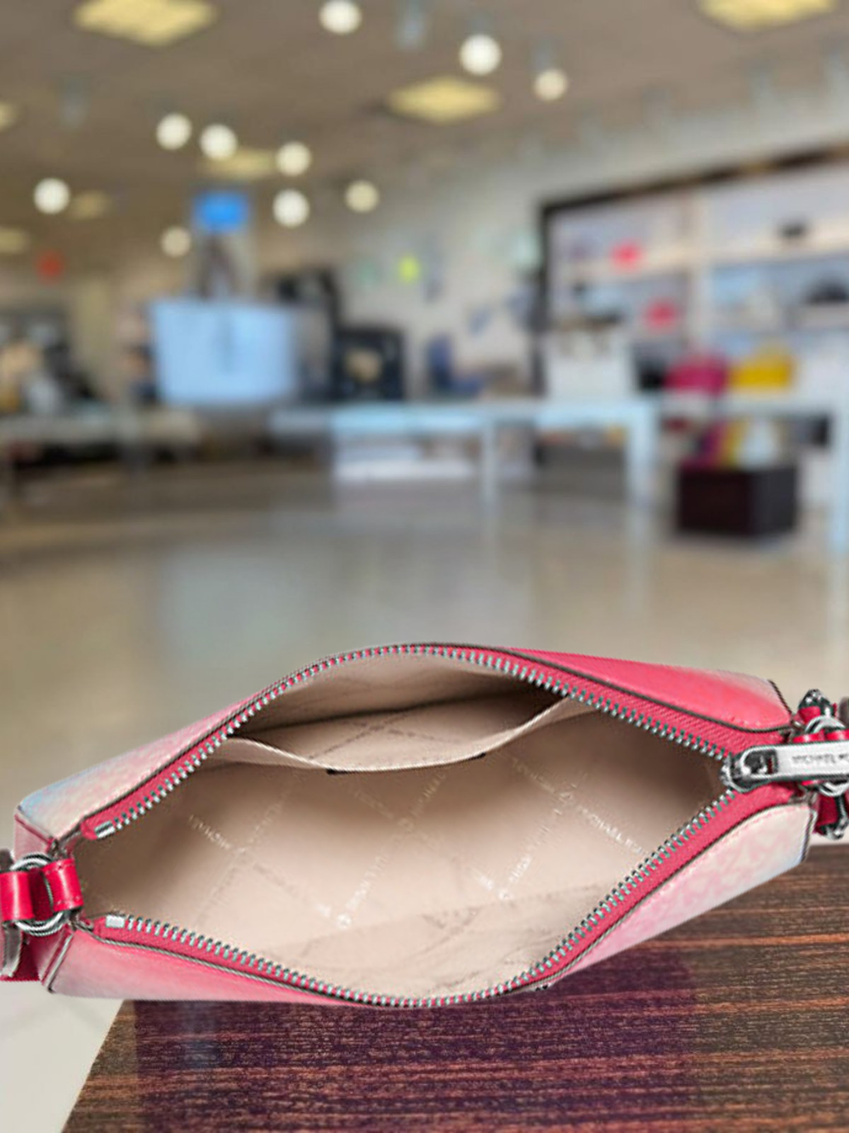 Michael Kors Jet Set Small Ombré Logo Crossbody Bag Airpods Case Dark Raspberry