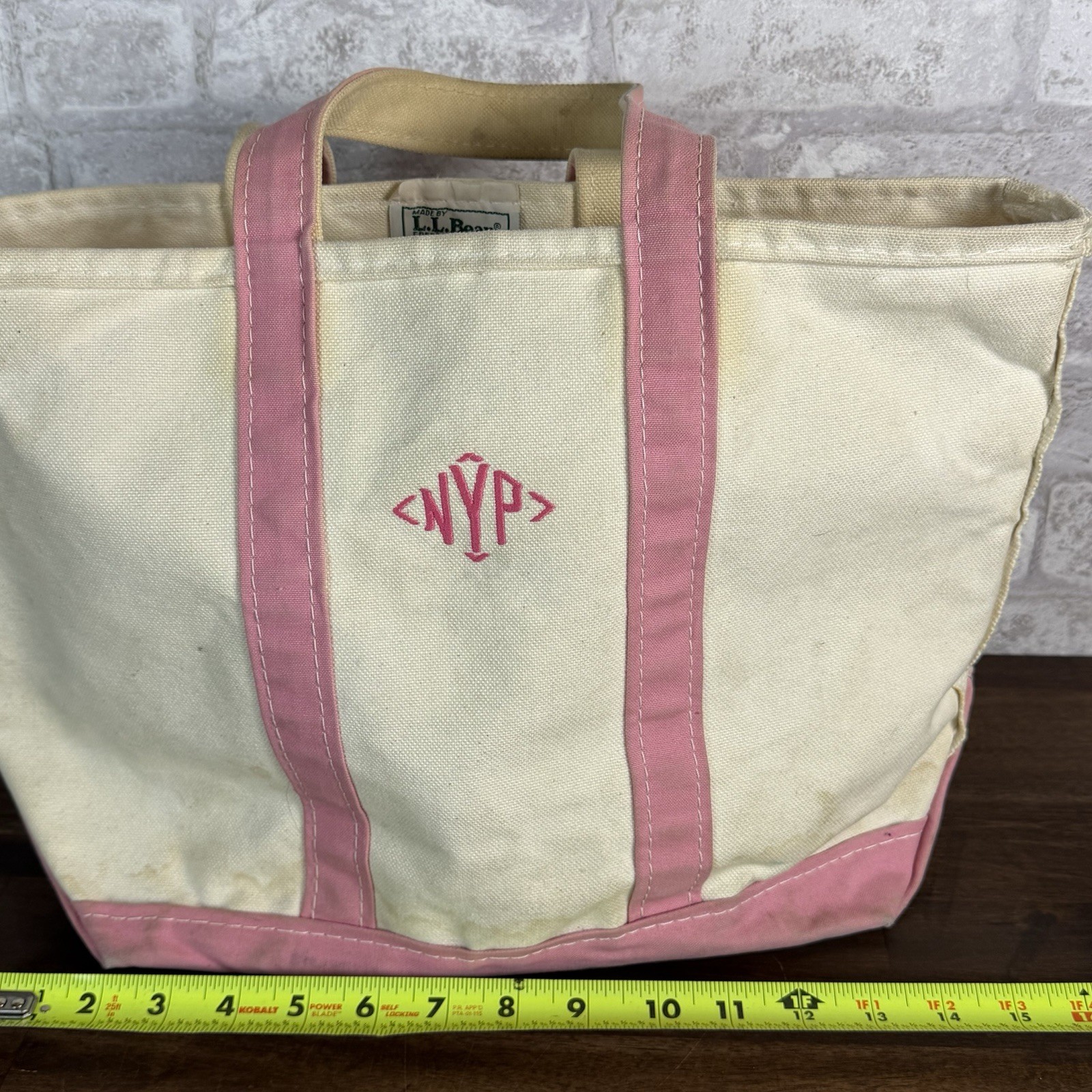 LL Bean Canvas Boat And Tote Pink Handles Made In Freeport Maine 5164
