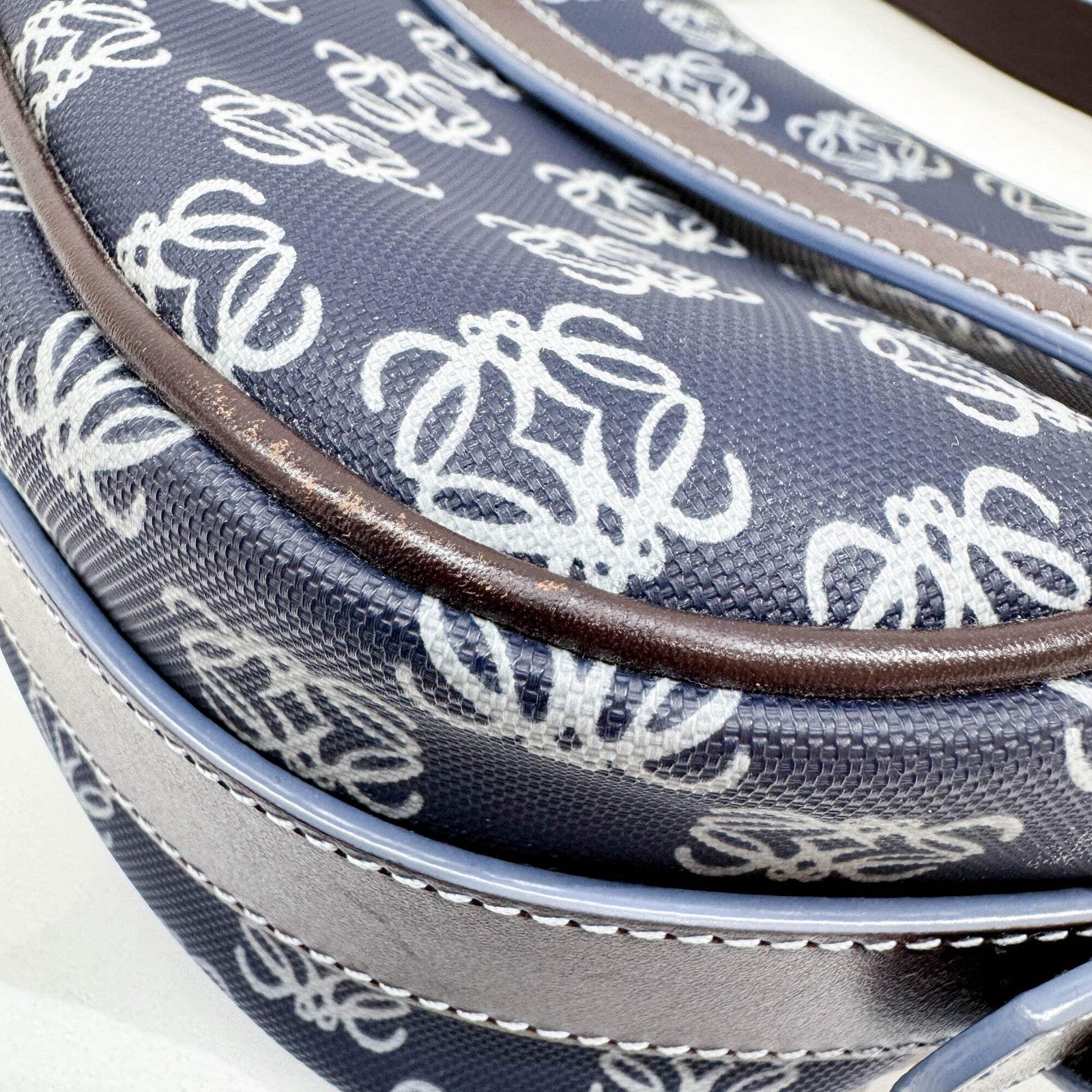 LOEWE Anagram Blue Monogram Canvas Shoulder Bag