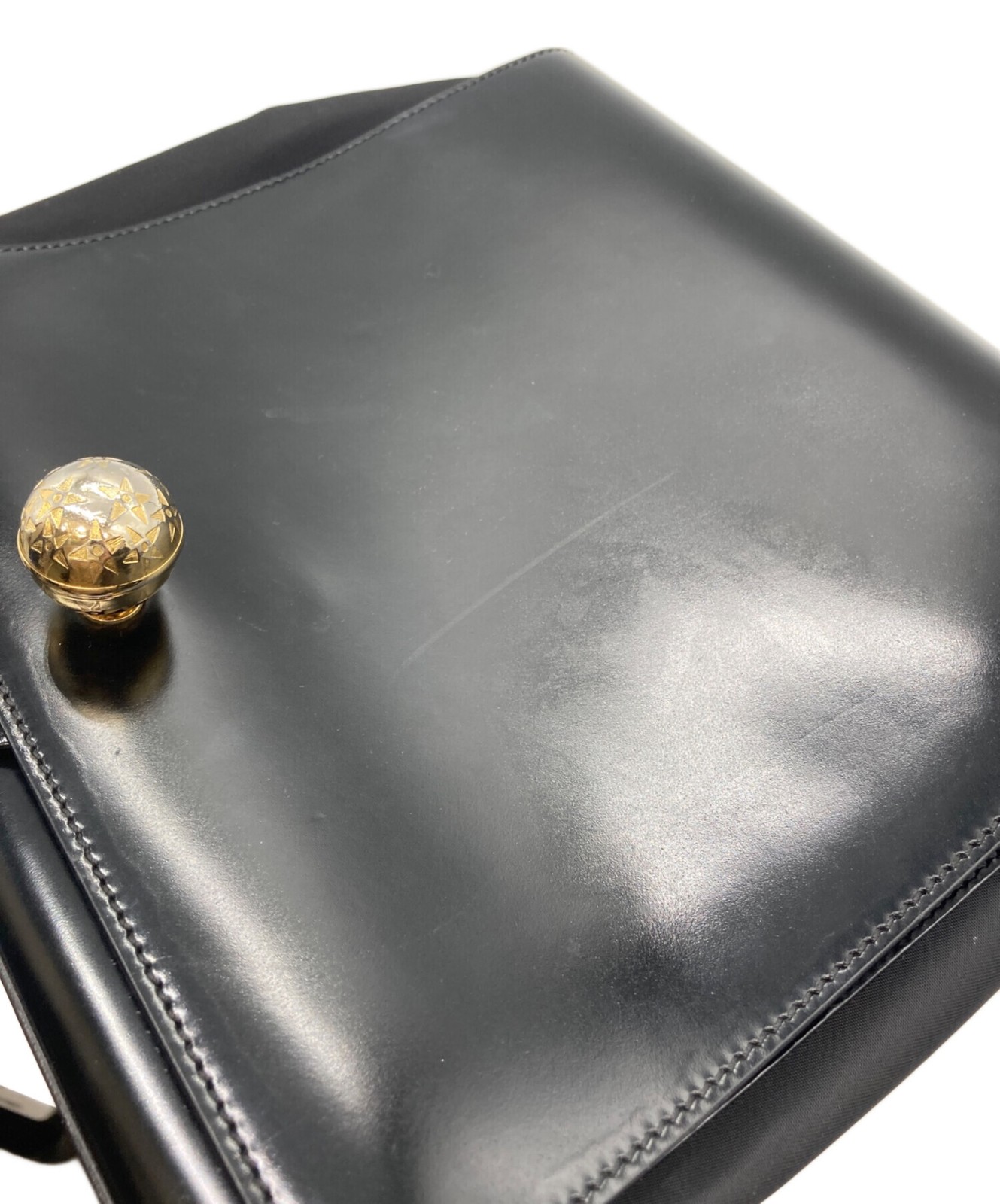 CELINE Star Ball Leather Shoulder Bag Black Vintage USED from JP #TK