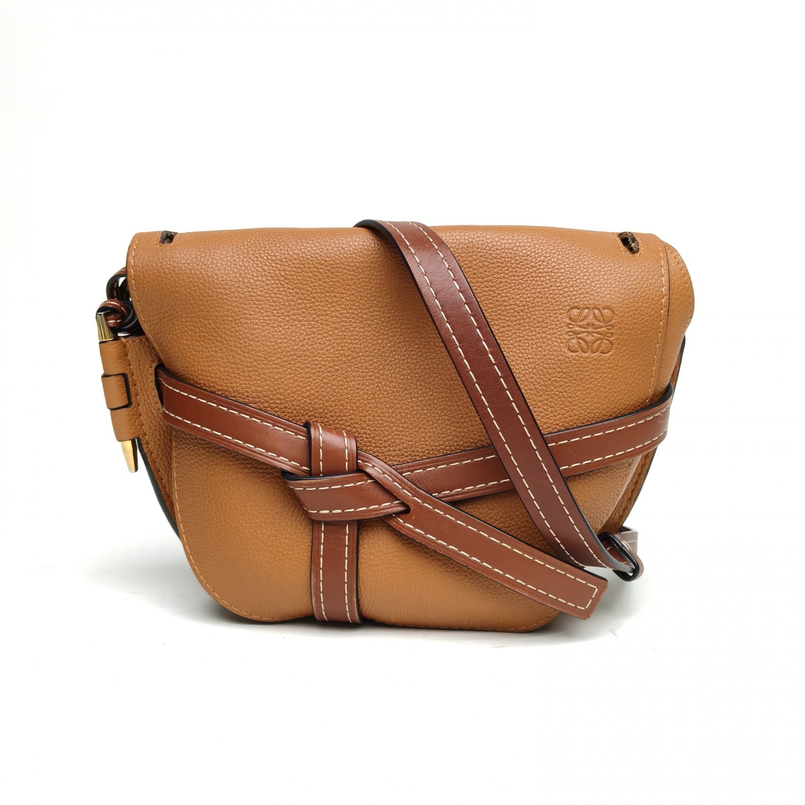 LOEWE Gate Saddle Crossbody Bag Large Brown Calfskin