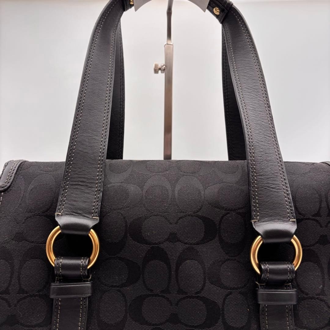 Coach Hampton Legacy Signature Canvas Flap Satchel Black Turn-Lock D0726-11060