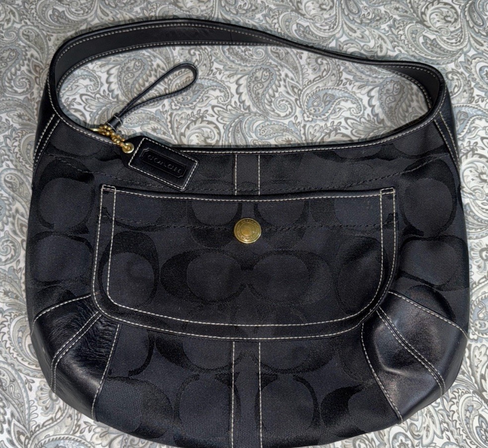COACH Ergo Hobo One Shoulder Bag 11290 Signature Canvas Black
