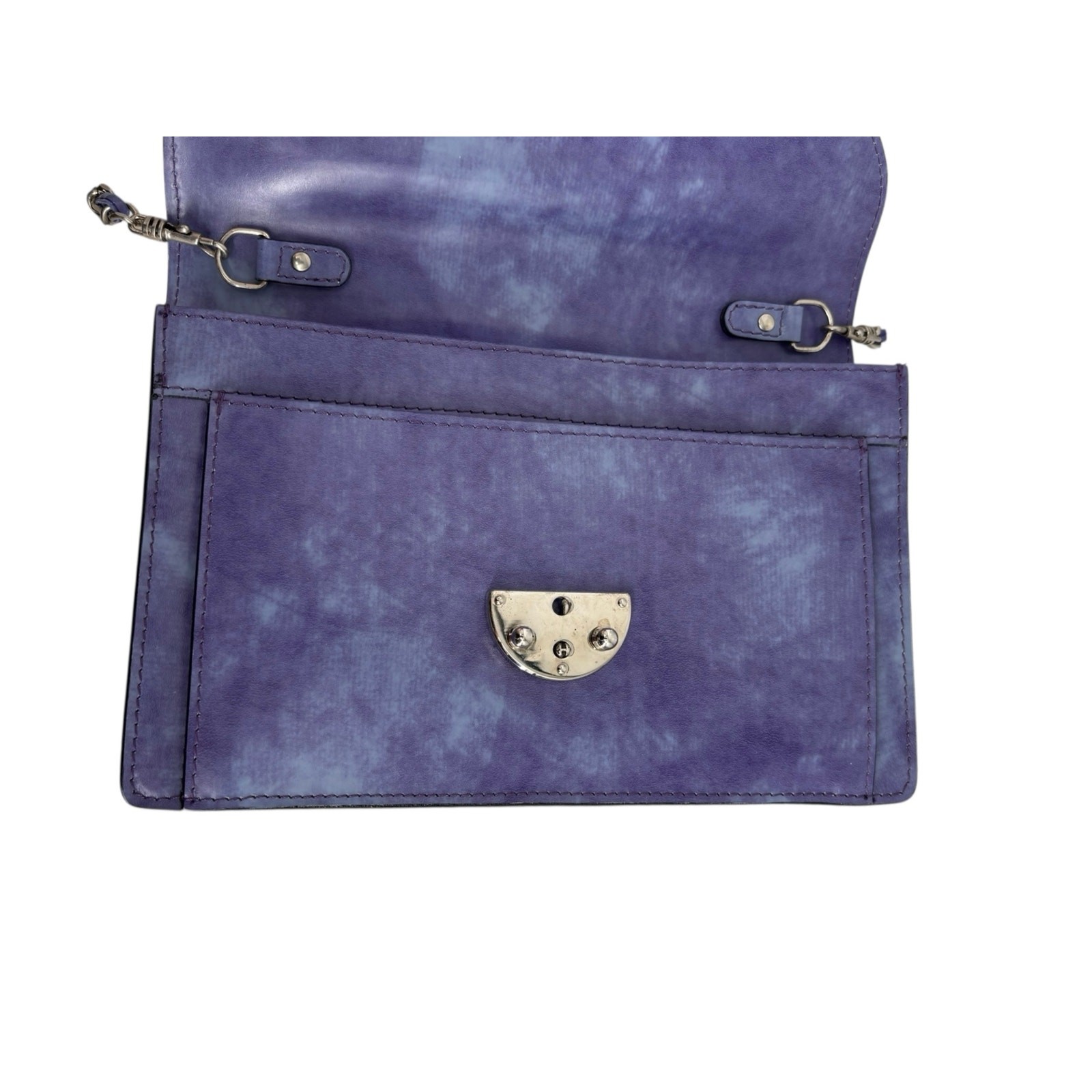 Pratesi Firenze Italy Leather Bag Marbled Purple Shoulder Designer Box Purse