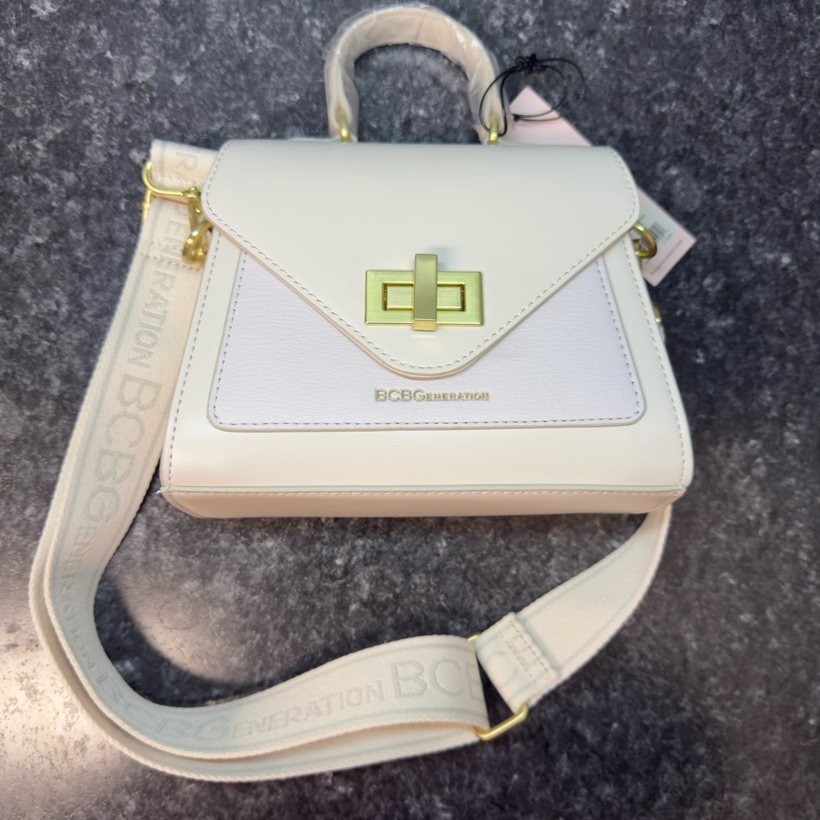 BCBGeneration “Stone”/White/Cream Crossbody Bag/Purse – New W/ Tags MSRP $78.00