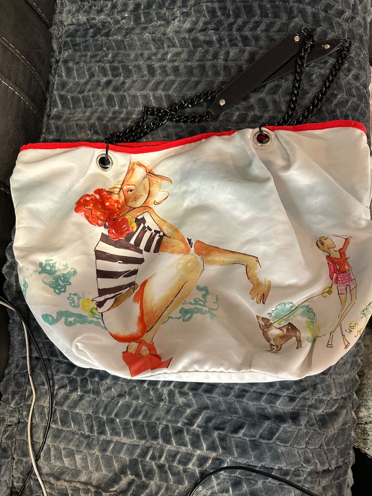 DSW Hobo Tote Shoulder Bag Old Time Girl On Front