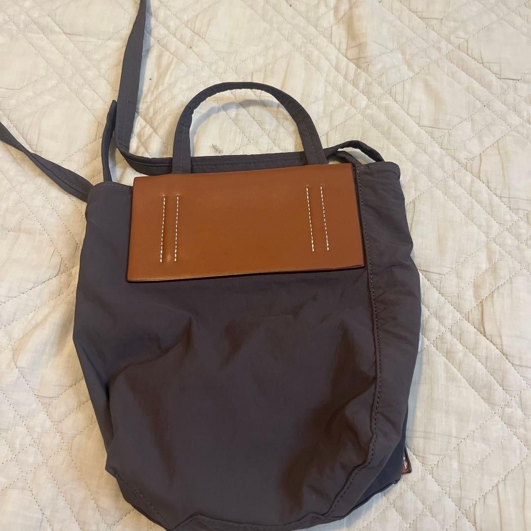 Acne Studios Leather Nylon Flap Shoulder Bag Brown Dark Gray Made in Italy