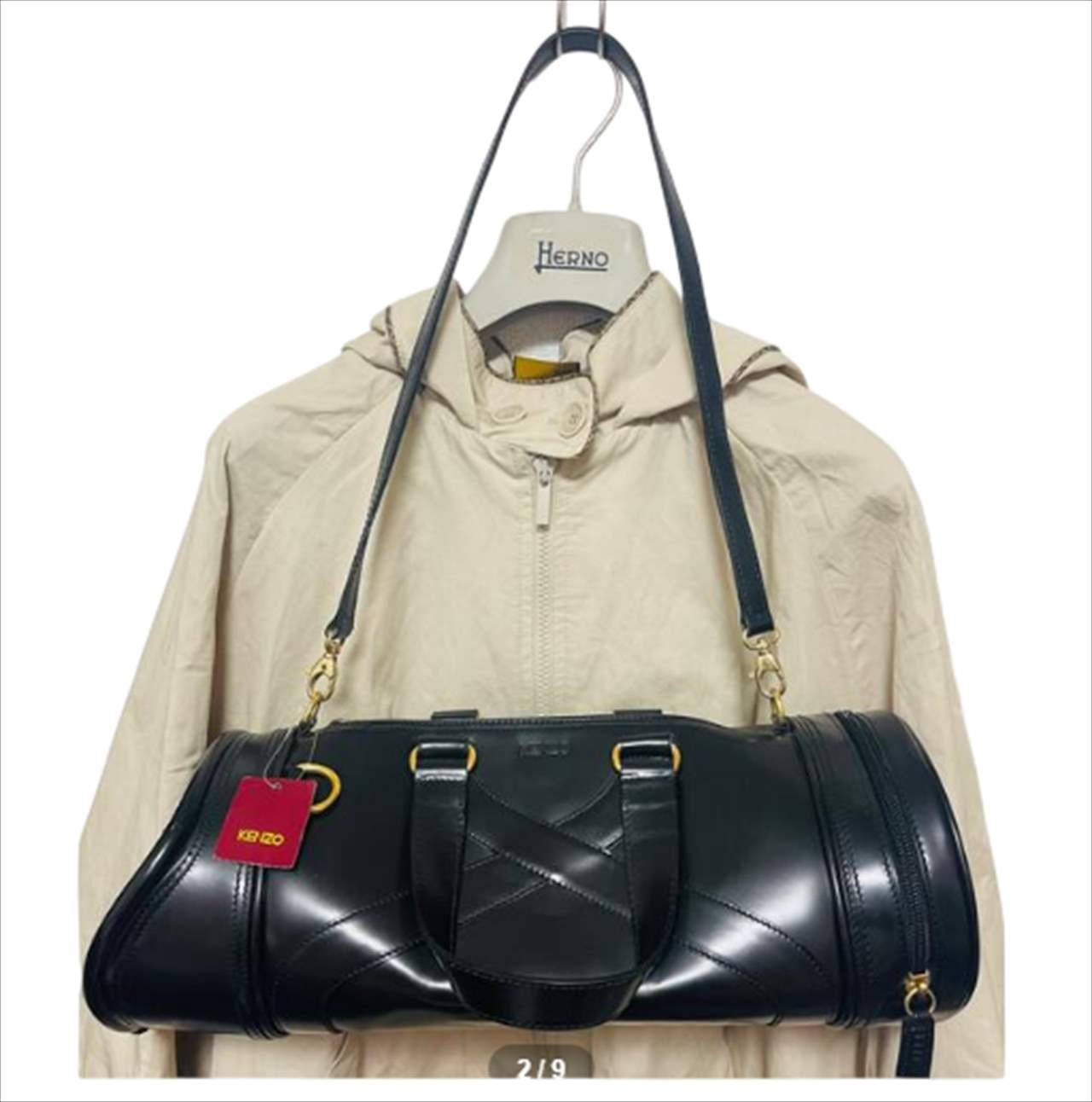 KENZO 2-way Golf Shoulder Hand Bag Black w/tag Size: W:15 × H: 6.3in. [Unused]