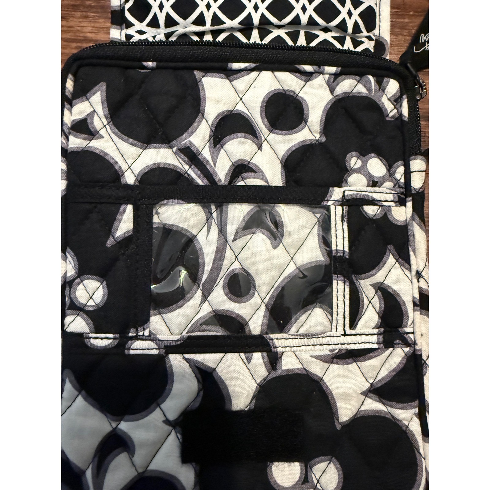 Vera Bradley Vintage Night and Day Quilted Crossbody Bag Black White 90s Print