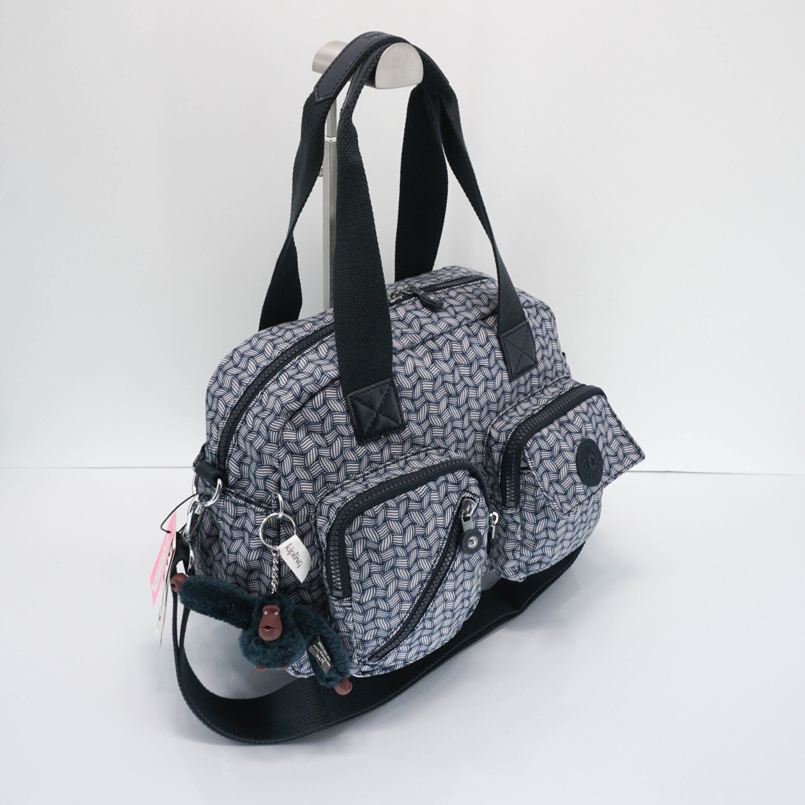Kipling Defea Large Satchel Shoulder Handbag KI5241 Polyester Groovy Vines Navy