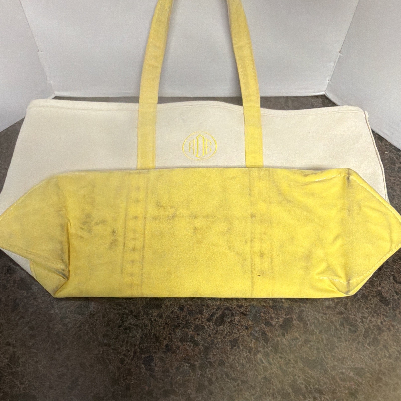 VTG L.L.Bean Boat and Tote Cream/Yellow Made in USA Unisex