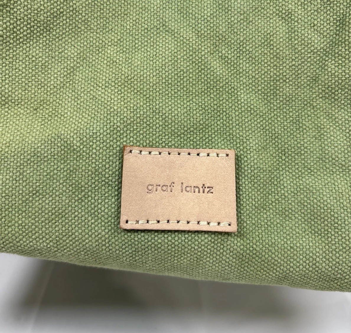 Graf Lantz Hana Canvas Boat Utility Tote Bag Green Leather Handles Casual USA