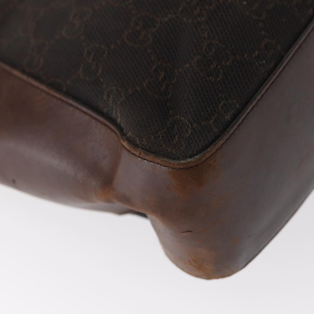 GUCCI GG Canvas Tote Bag Brown Silver 73983 Auth gh1524