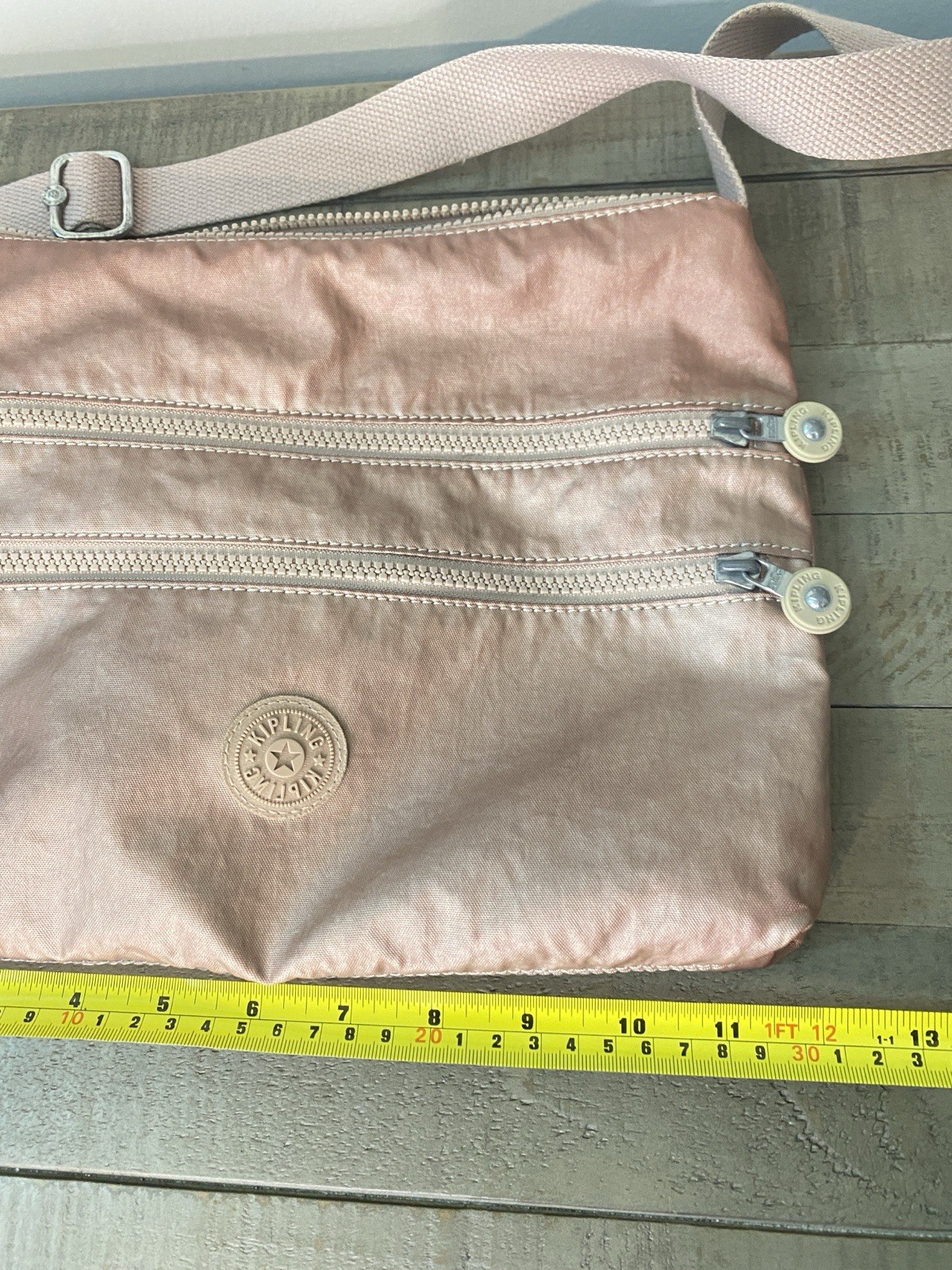 Kipling Alvar Women’s Metallic Pink Crossbody Bag 12″H X 10″W Zip Closure