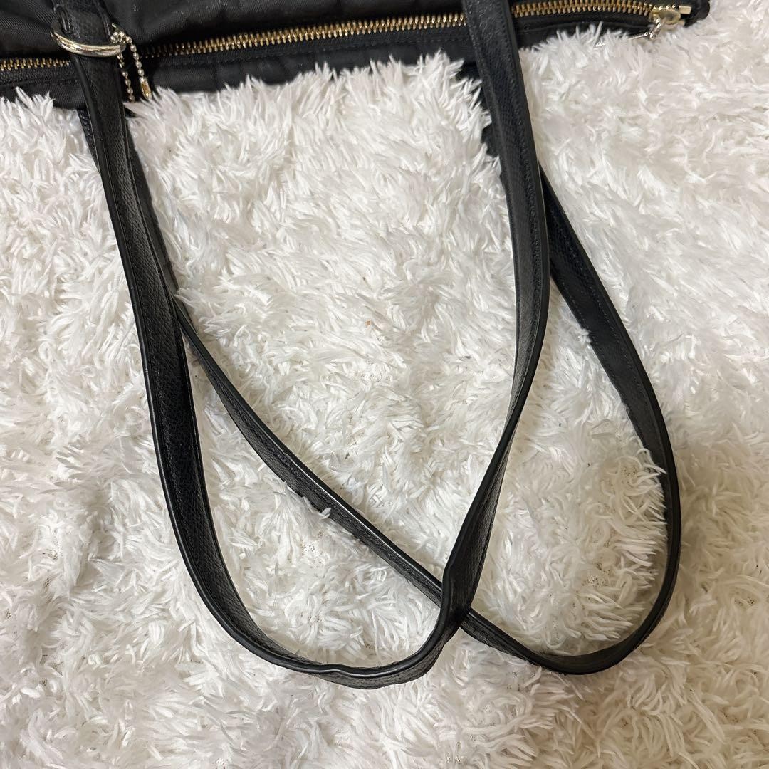 COACH Black Nylon Tote Bag A4 Shoulder Carry Commute School From Japan
