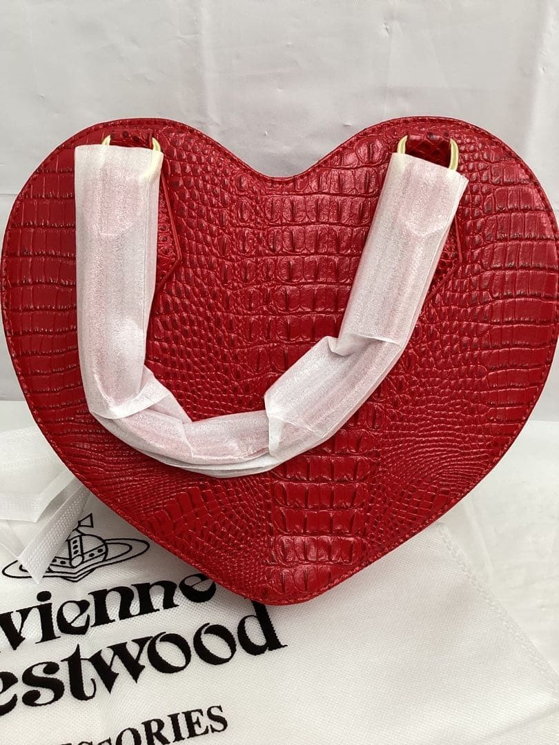 Vivienne Westwood Heart Crossbody Bag Red Croc Embossed Leather 2Way New Japan