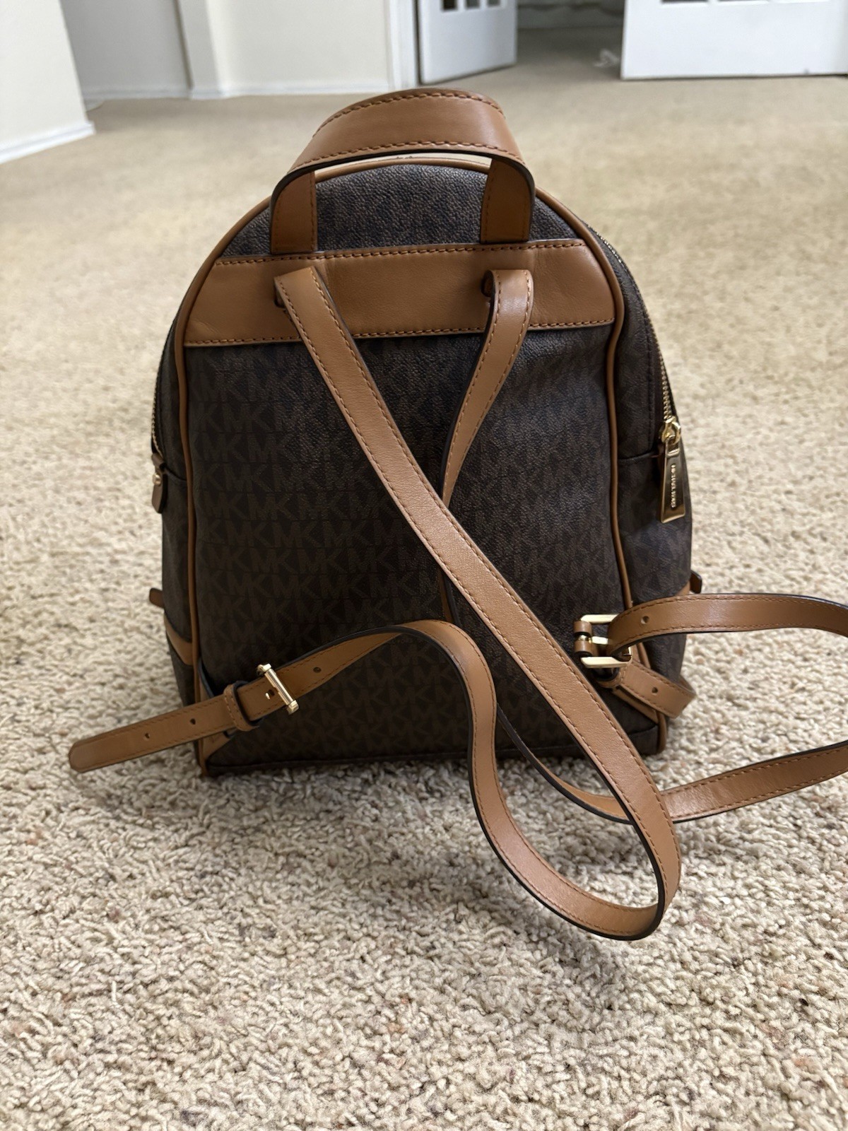Michael Kors Rhea Medium Zip Backpack Chocolate Brown
