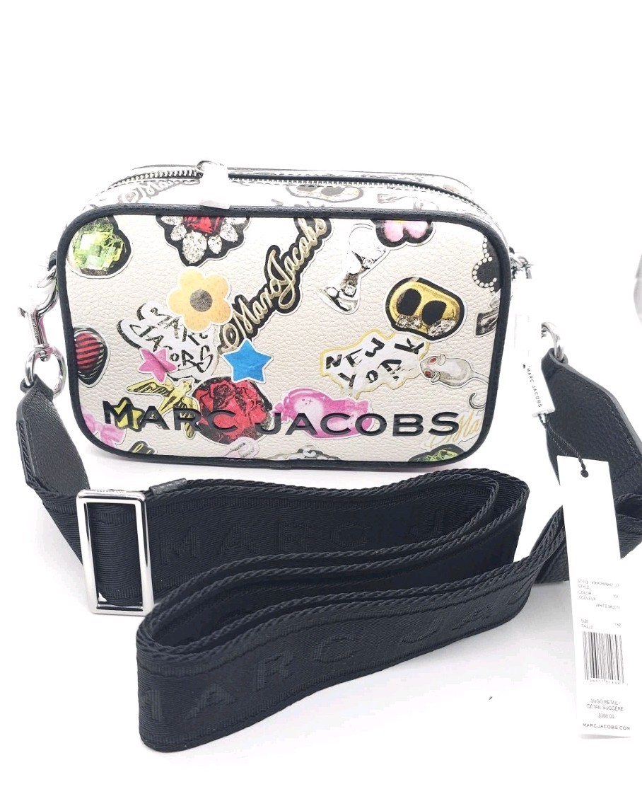 Marc Jacobs Leather Sticker Bold Flash Camera Bag White Limited New MK0275