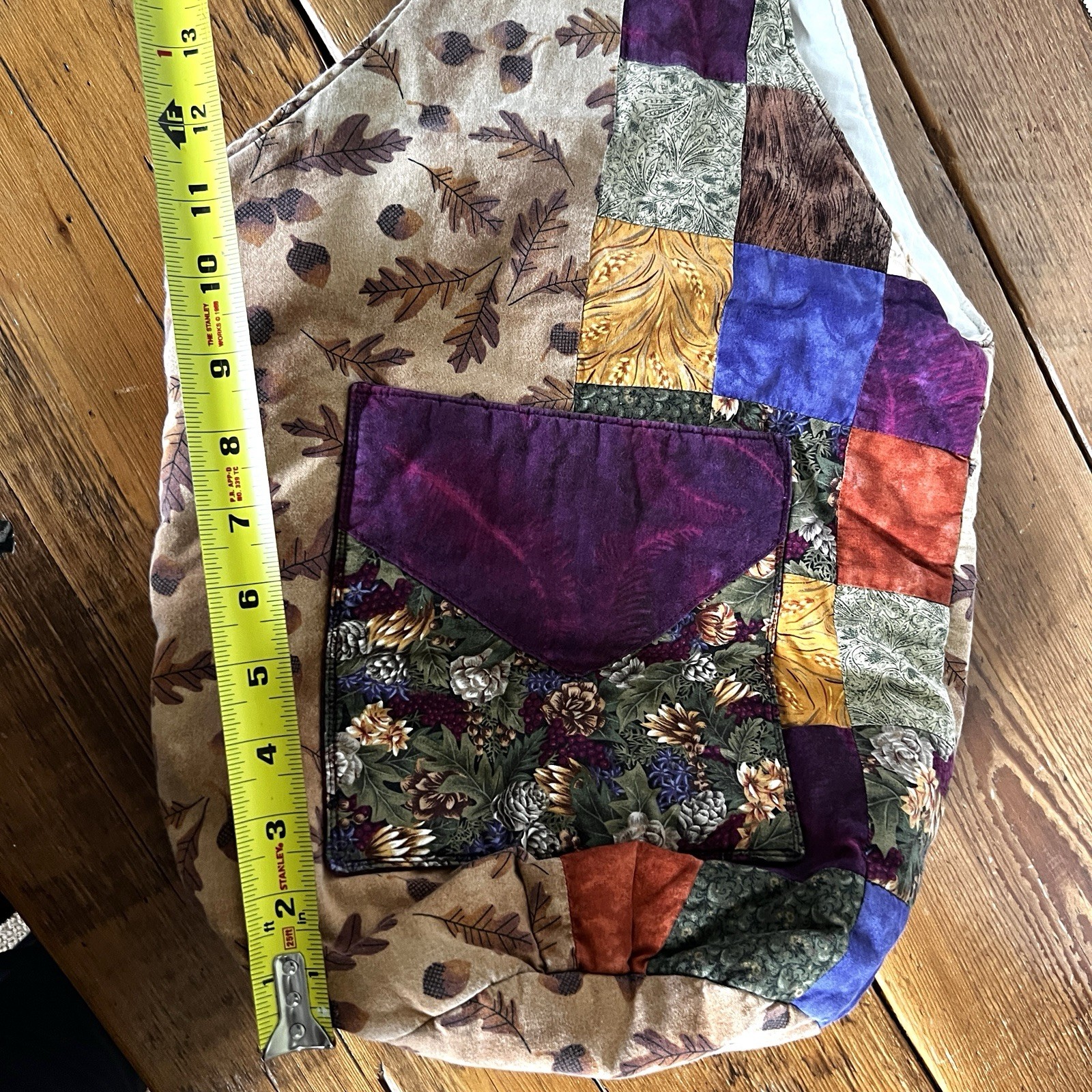 HANDMADE Sewn BOHO TOTE BAG MULTICOLOR 3 Pockets PURSE Medium Size Lined Cotton