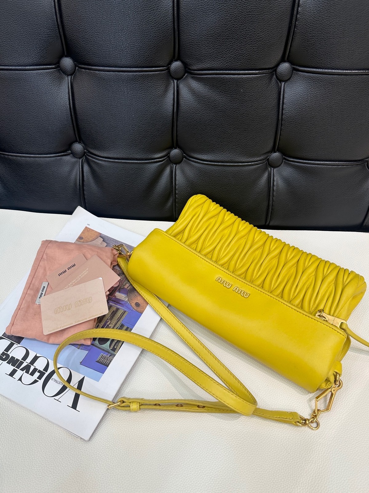 Miu Miu Pre-Owned Authentic Crossbody Bag Lemon Yellow Free Tracked Shipping