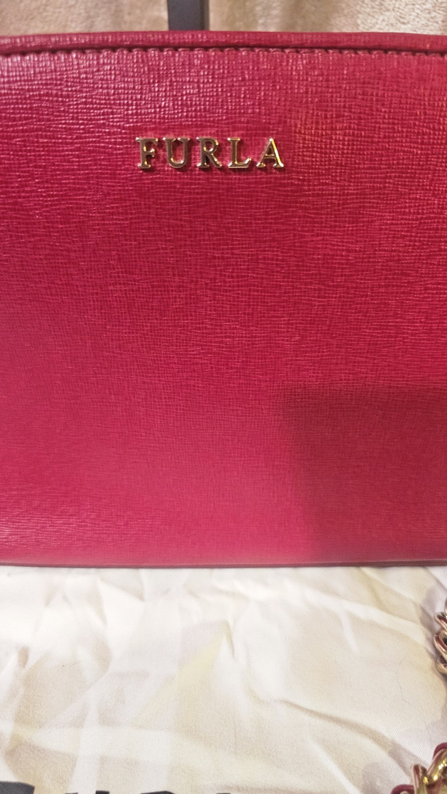 Furla Burgundy And Leather Small Crossbody Purse NWOT Has Dust Bag