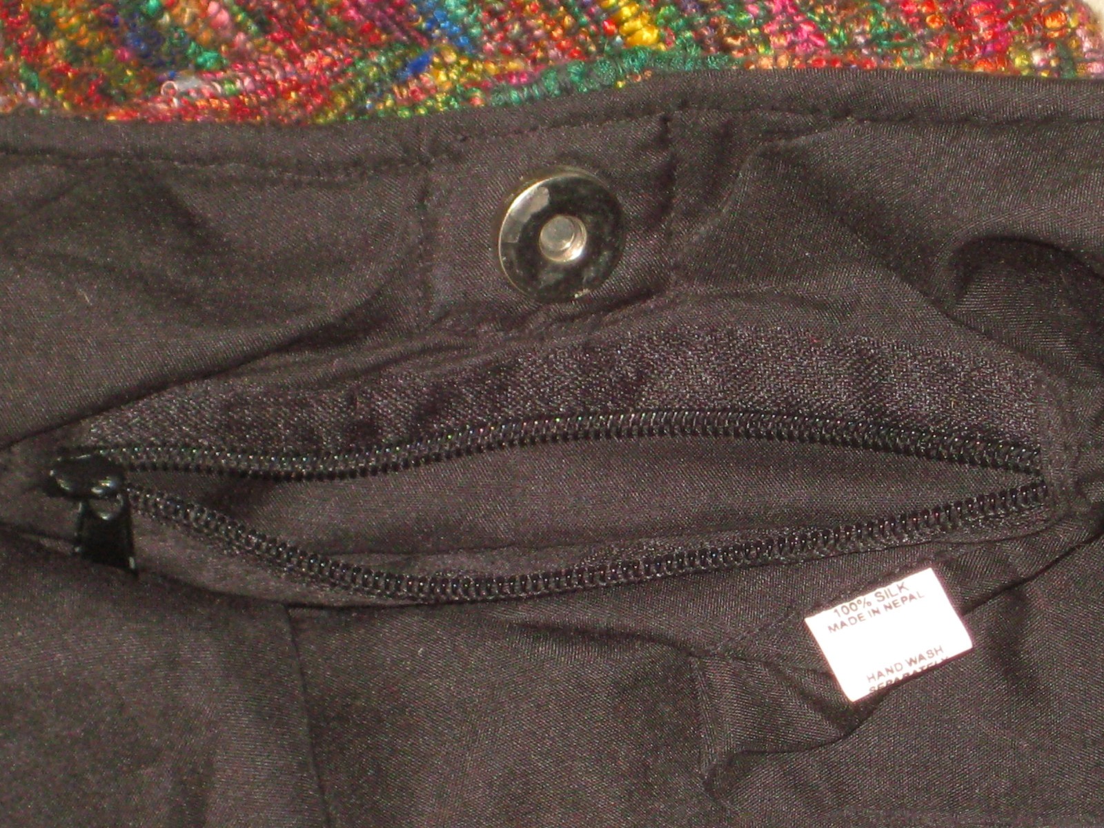 Hobo Boho Satchel Handbag Multi-color Nubby 100% Silk made in Nepal Lined