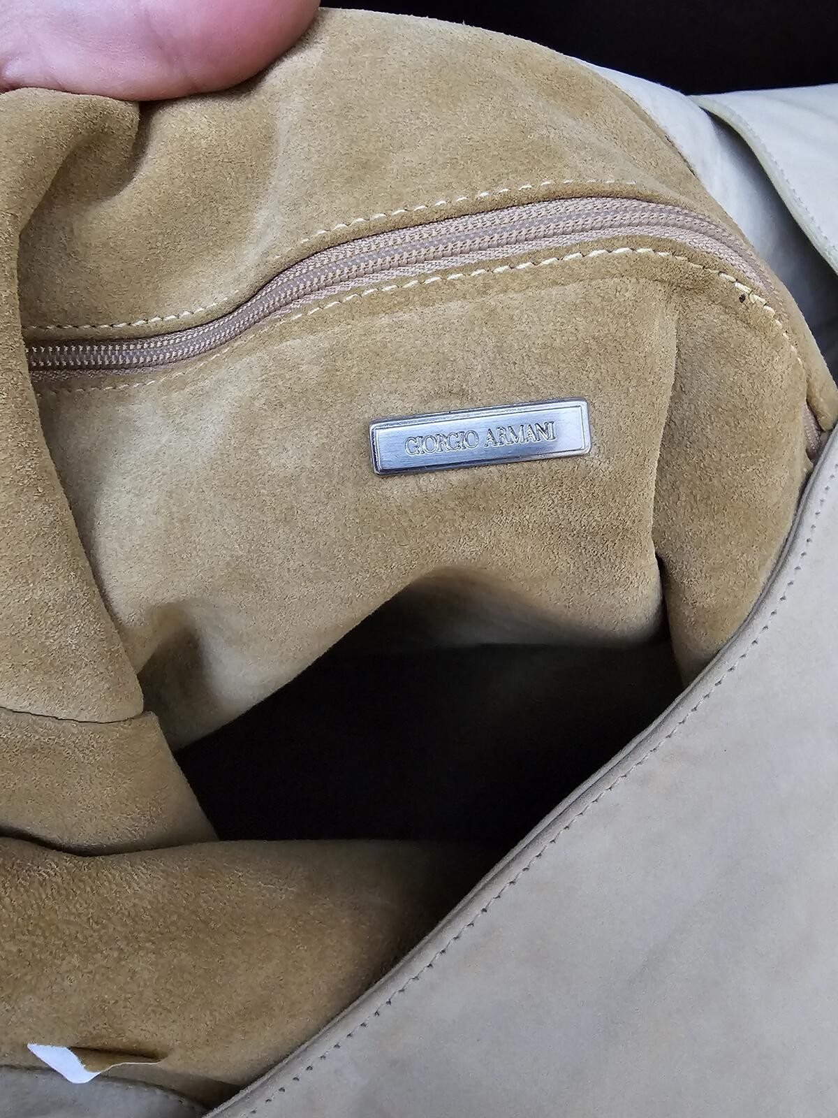 Giorgio Armani Purse Beige Suede & Leather Women Tote
