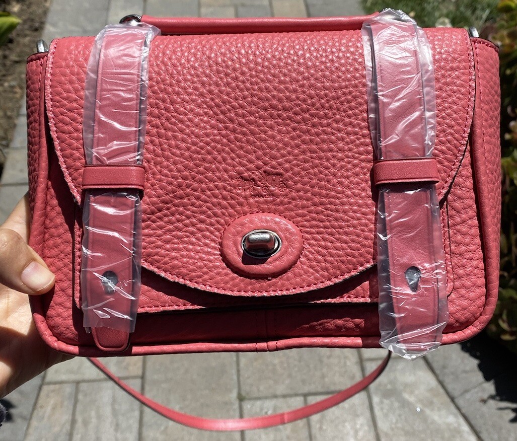 COACH Mini Bleecker Brooklyn Black Pebble Leather Messenger Crossbody EUC