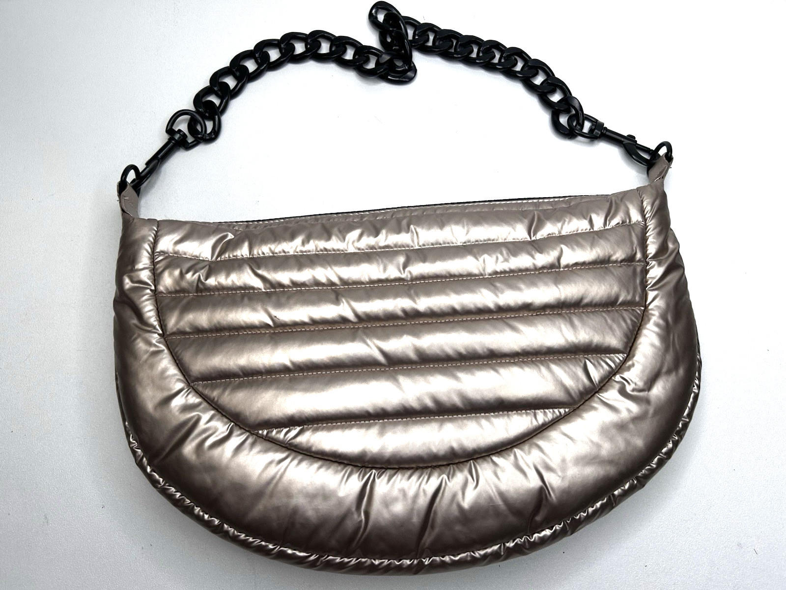 THINK ROYLN Elton Hobo Puffer Shoulder Bag Pearl Cashmere