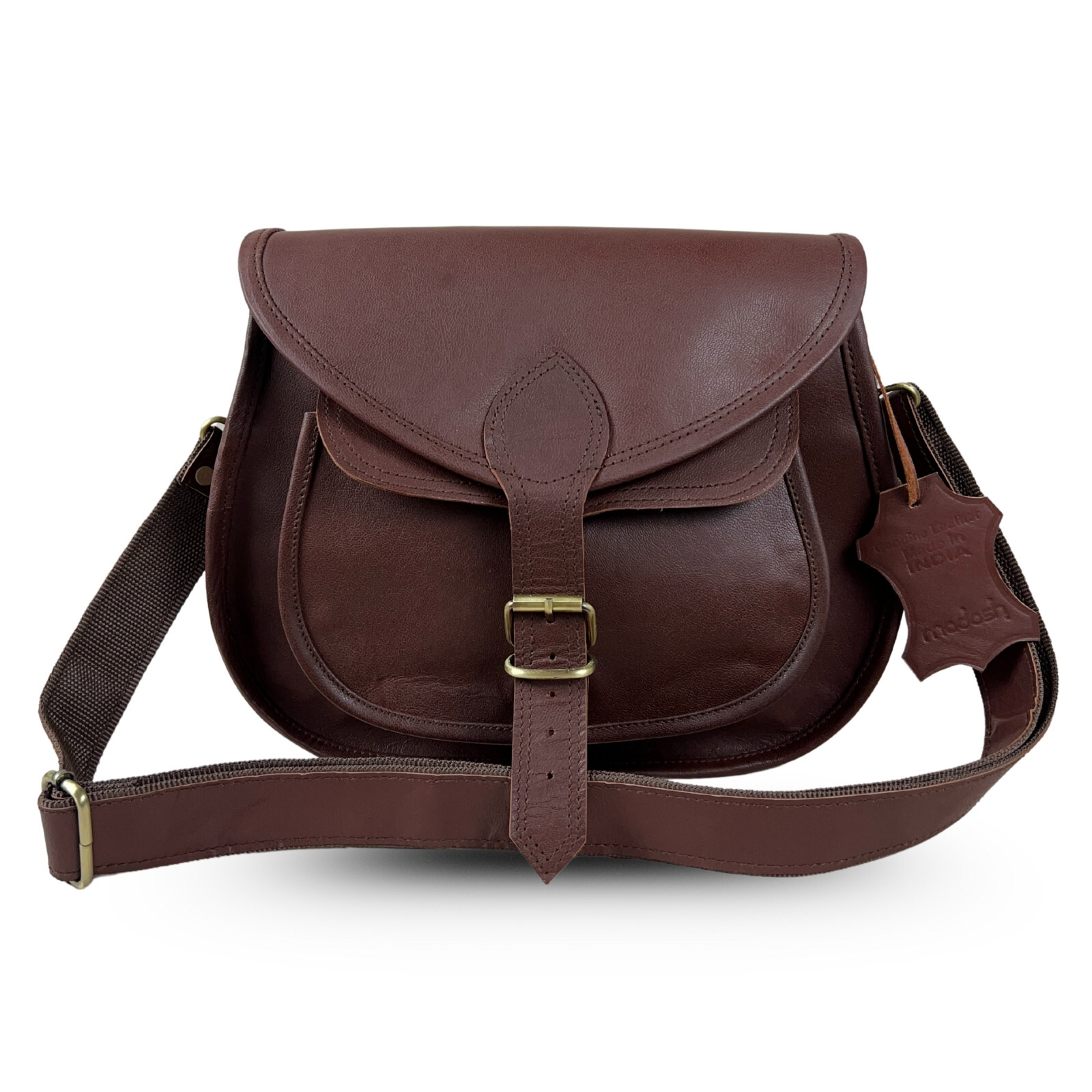 Brown Leather Crossbody Bag Shoulder Satchel Daily Messenger Purse Travel Work