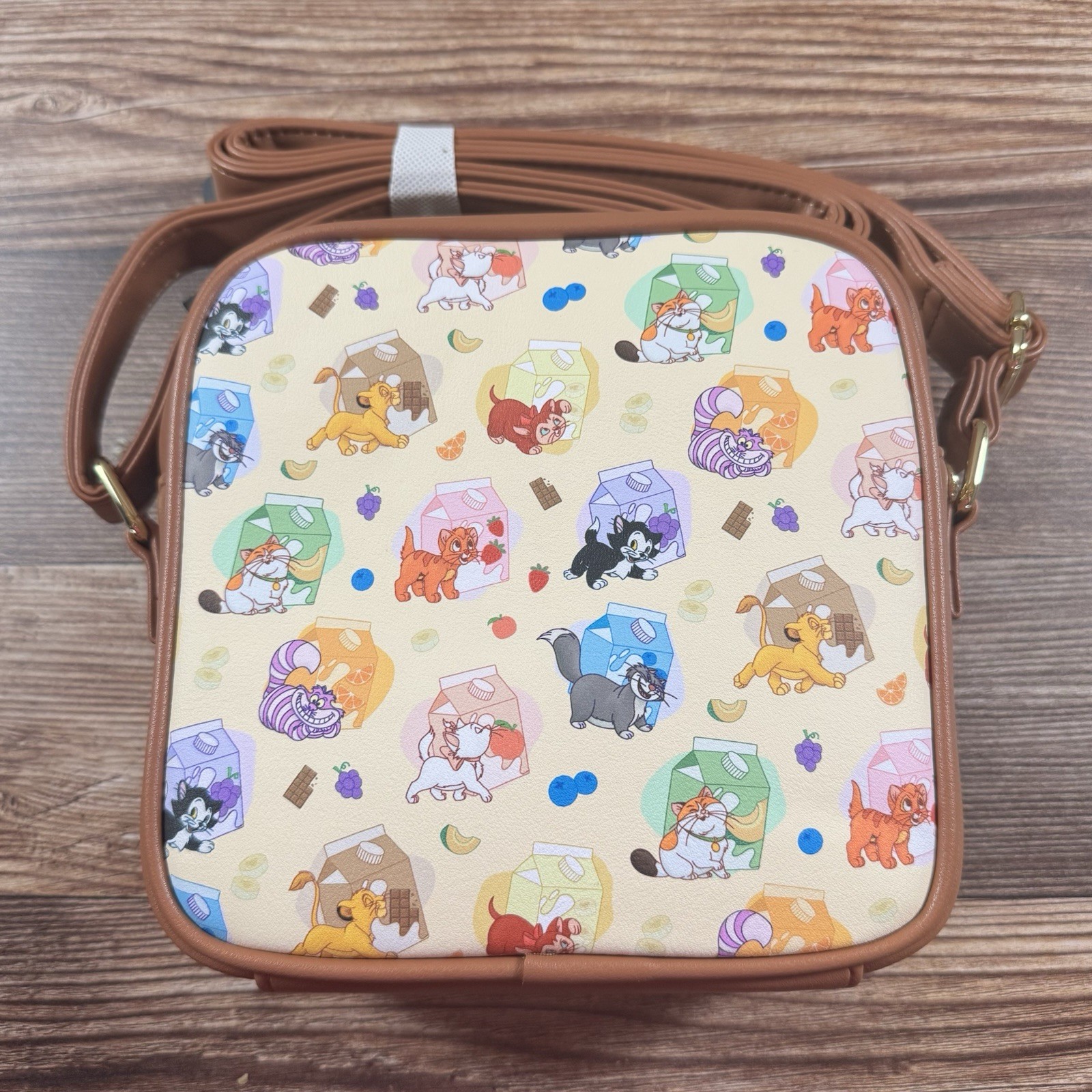 Loungefly Disney Cats with Milk Cartons Square Crossbody Bag New