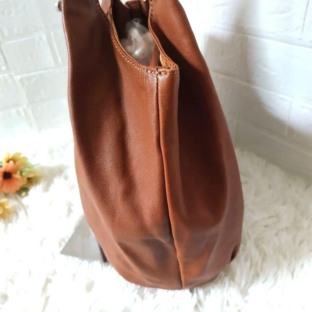 Tsuchiya Kaban Chiffon Loop Tote Bag Leather Camel Womens A4 Used From Japan