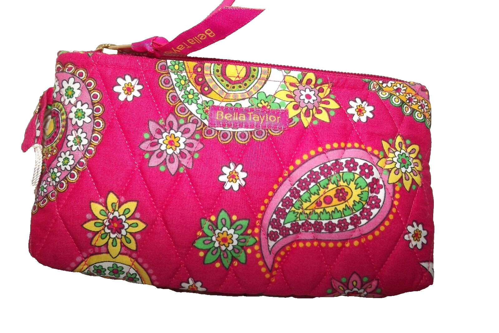 Bella Taylor Womens Personal Pouch Pink Floral Jazzberry Zippered 8*’x 1.75″x 4″