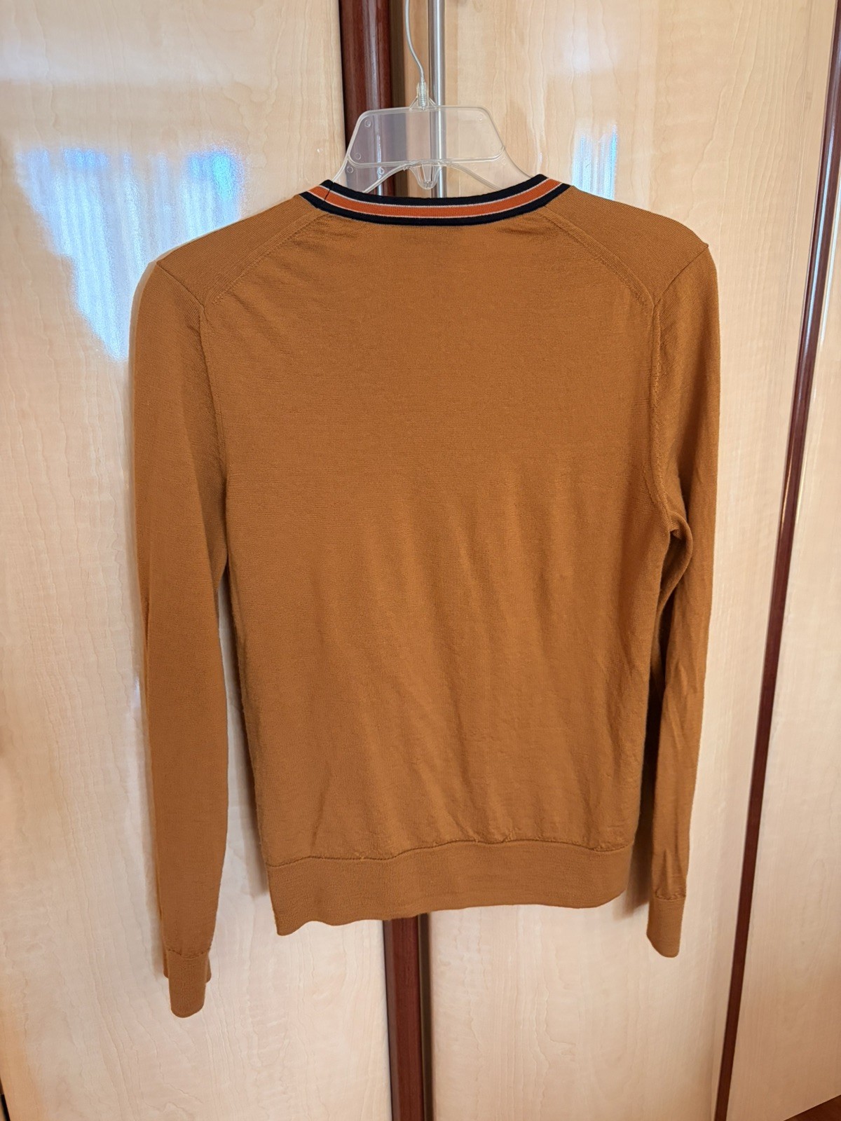 Tory Burch Women’s Mustard V-Neck Cardigan Logo Button Trim Sweater Size M