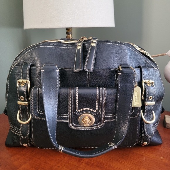 Coach 11085 Miranda Legacy Hamptons Satchel Black Pebbled Leather Bag Y2K