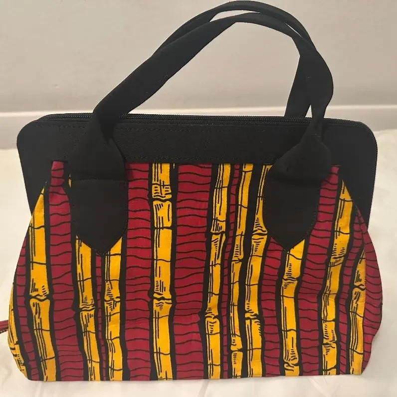 Red & Yellow Bamboo-Print Benin Purses