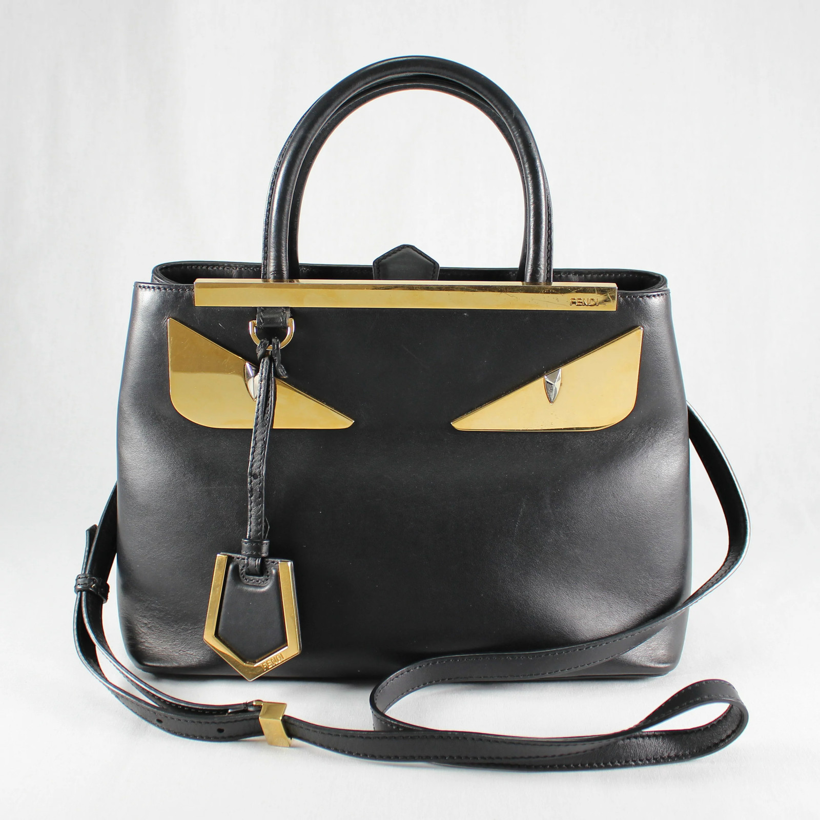 FENDI Petite 2Jours Monster Shoulder Bag/Handbag 2WAY 8BH253 Black
