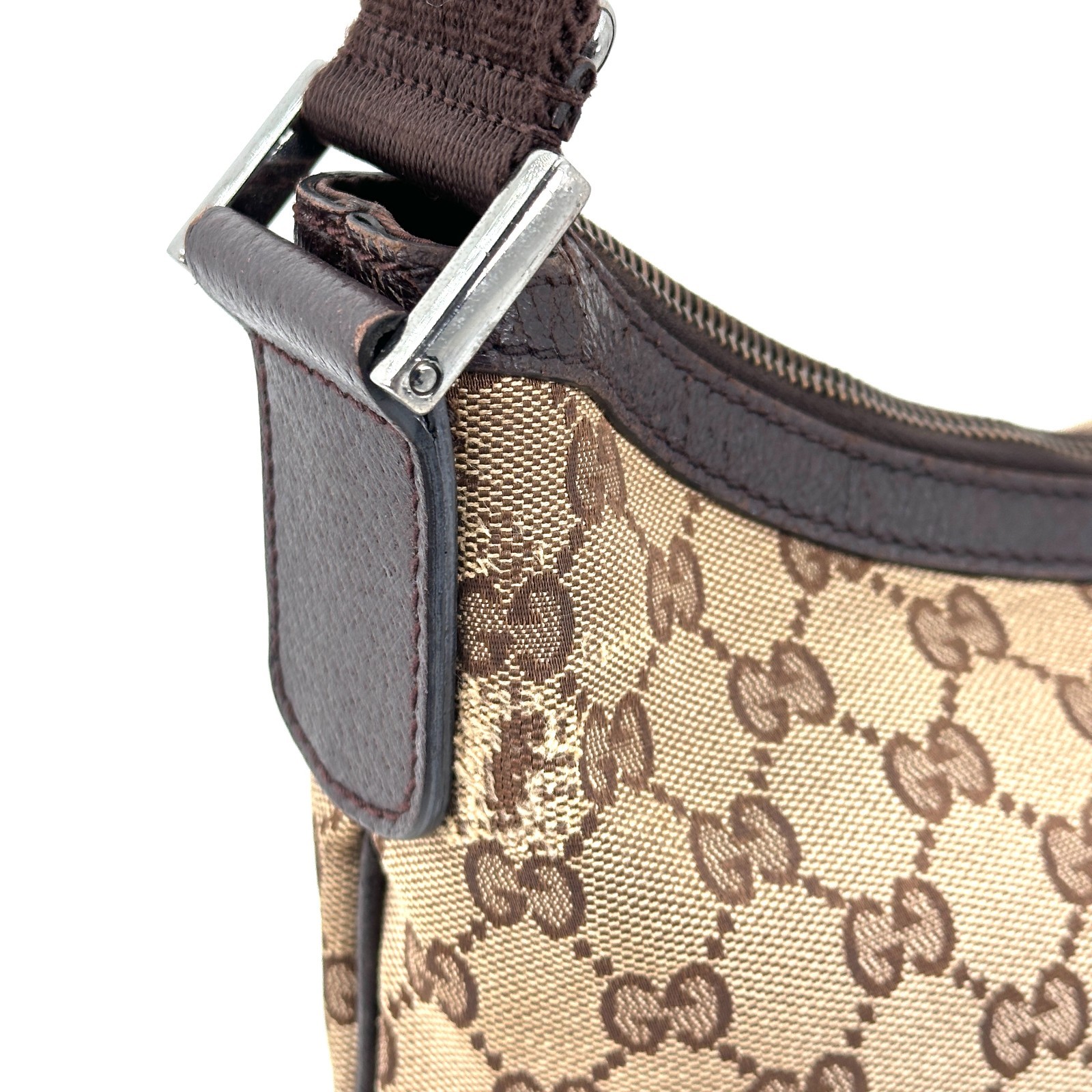 Gucci Canvas Leather GG Crossbody Shoulder Bag Brown 181092 Authentic