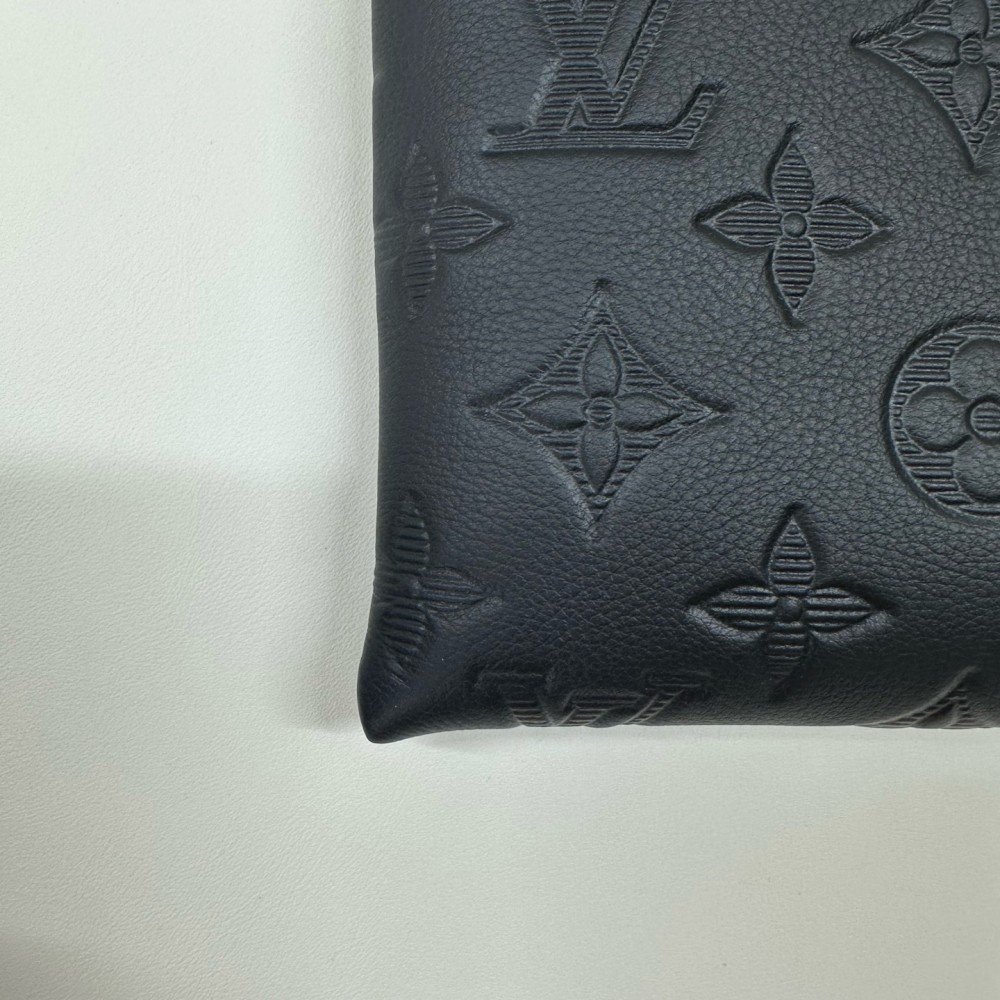 Louis Vuitton Pochette Jour Monogram Embossed Coated Canvas Clutch Bag Black