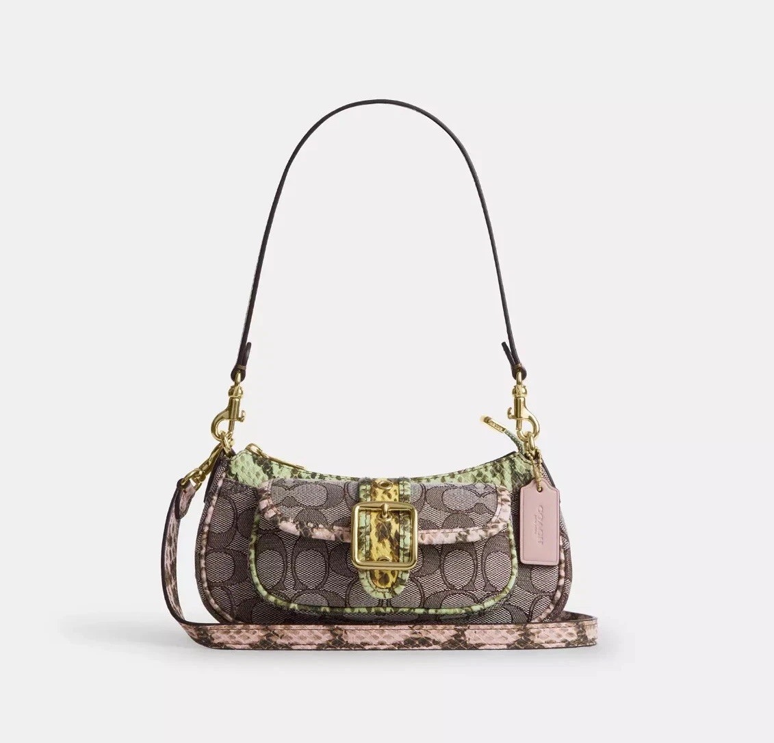 NWT COACH Ashton Mini Shoulder Bag In Signature Jacquard CDX81 Gold/Oak Multi