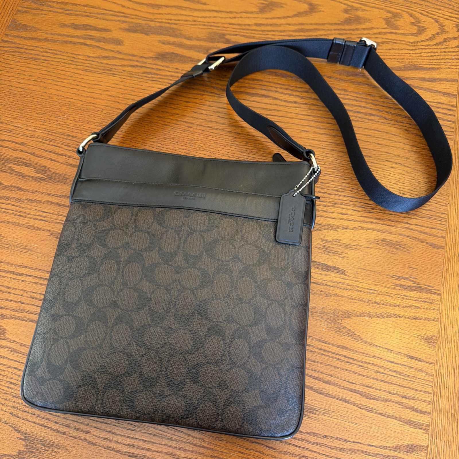 Coach F54781 Charles Crossbody Shoulder Bag Signature PVC Brown Leather